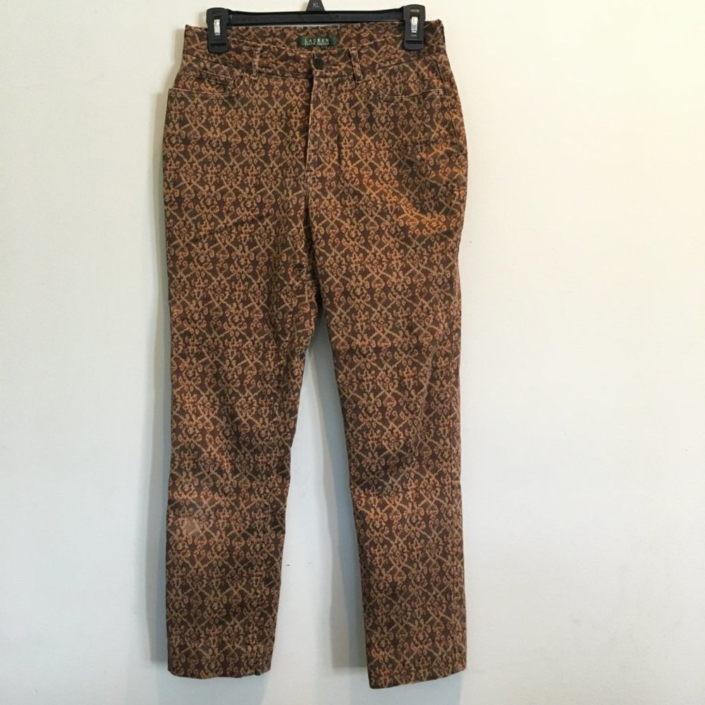 Vintage Lauren Ralph Lauren Size 4 Unique Pattern 98% Cotton Straight Leg Pants